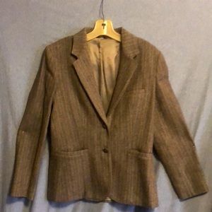 Vintage grey/burgundy slightly fitted fully lined wool blazer size 12